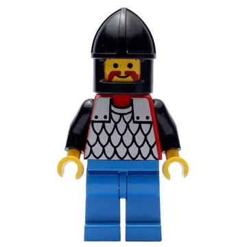 Knight (Scale Mail on Red) - Black Arms, Blue Legs, Black Chin-Guard