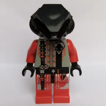 UFO Alien, Red, Plain Black Helmet