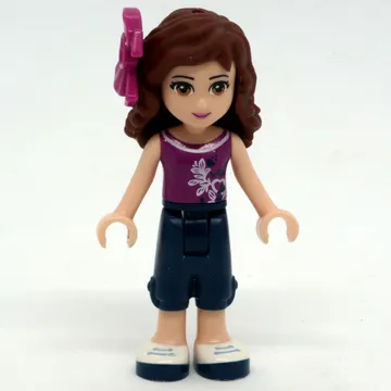 Olivia - Magenta Top, Dark Blue Trousers, Bow