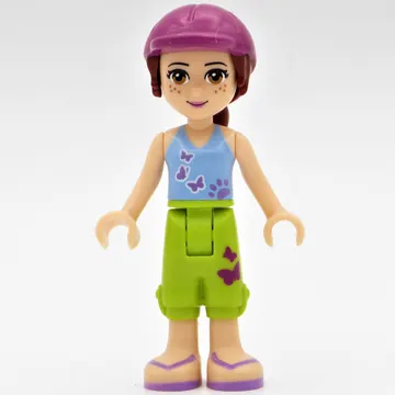 Mia - Medium Azure Top, Lime Trousers, Magenta Cap