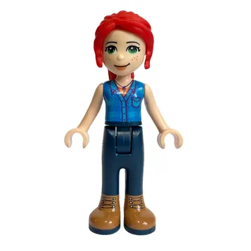 Mia - Blue Plaid Shirt, Dark Blue Trousers