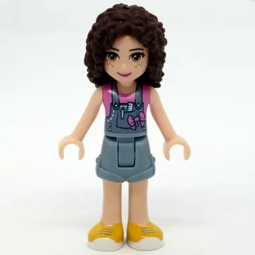 Laurie - Dark Pink Top, Sand Blue Overall