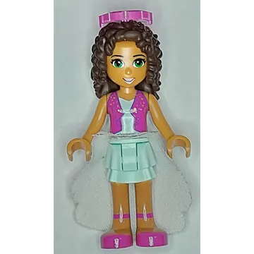 Andrea- Magenta Vest, Light Aqua Skirt