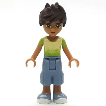 Liam - Bright Green/Yellow Shirt, Sand Blue Trousers
