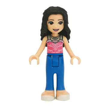 Emma - Dark Pink Top, Blue Trousers