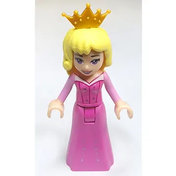 Aurora - Dark Pink Dress, Silver Decoration, Pearl Gold Crown