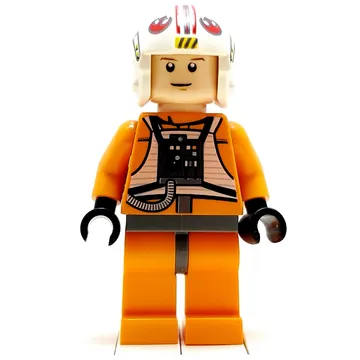 Luke Skywalker, Orange Rebel Pilot Outfit, Dark Bluish Gray Hips, White Pupils
