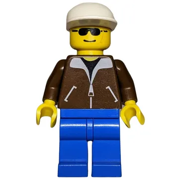 Man - Brown Jacket, Blue Legs, White Cap