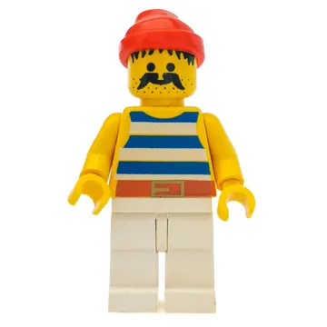 Pirate - Blue Stripes, White Legs, Red Bandana, Gold Belt Buckle, 3626b