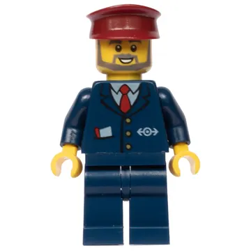 Conductor - Dark Blue Jacket, Dark Blue Legs, Dark Red Hat, Glasses, Beard