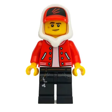 Jack Davids, Red Jacket with White Hood and Red Cap, Scared / Smirk