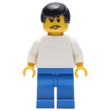 Soccer Player White Torso, Blue Legs, Black Hair, Mustache