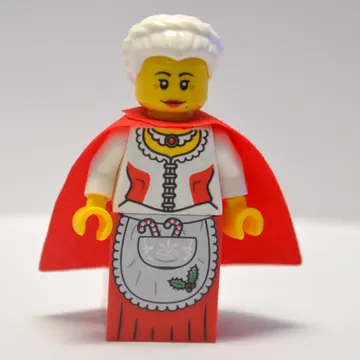 Mrs. Claus, White Corset with Red Sides, Apron with Candy Canes, Red Dress