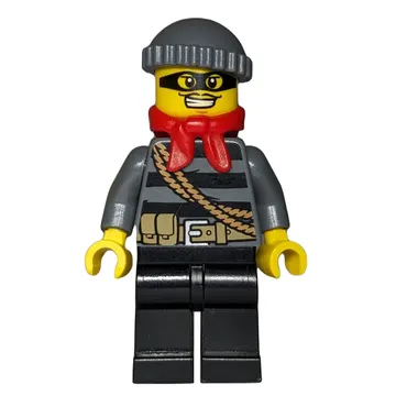 Robber, Striped Sweater with Rope and Belt, Black Eyemask, Red Scarf