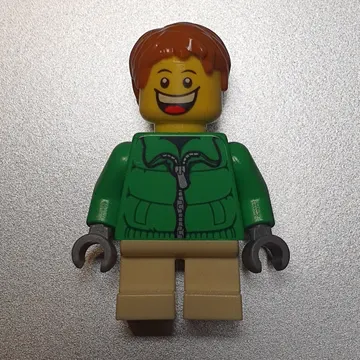 Boy, Green Jacket, Short Tan Legs, Dark Orange Hair