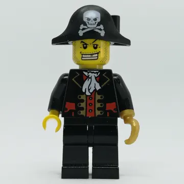 Pirate Captain, Black Jacket, Pearl Gold Hook, Bicorne Hat