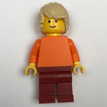 Man, Plain Orange Torso, Dark Red Legs, Tan Hair