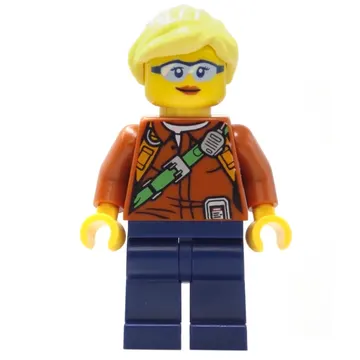 Explorer, Woman, Shirt with Radio and Green Belt, Bright Light Yellow Hair, Glasses