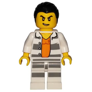 Criminal Carl Cold, Open Prison Shirt #86737 over Orange Top, Black Hair
