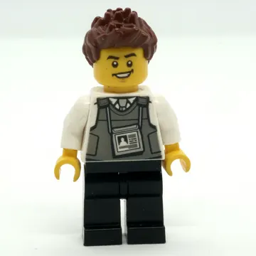 Security Guard, Dark Bluish Gray Vest with ID Badge, Reddish Brown Hair