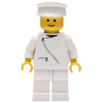 Man, White Jacket with Zipper, White Legs, White Hat