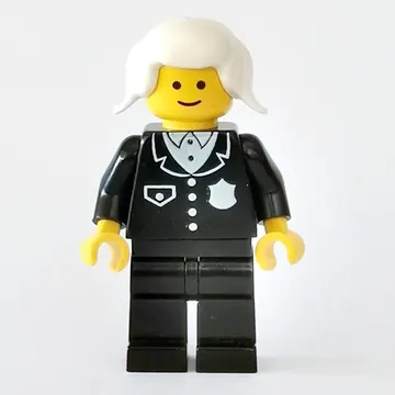 Policewoman, Black Suit with Badge, White Hair