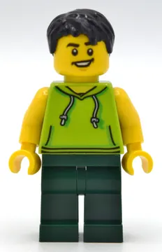 Lime Torso, Dark Green Legs, Black Hair