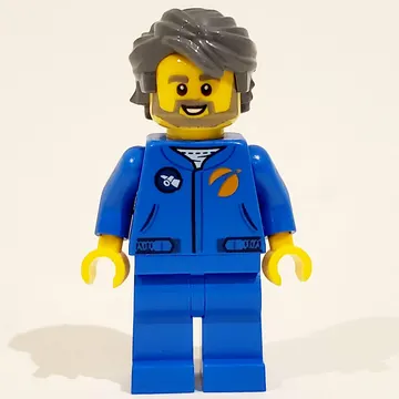 Astronaut - Blue Torso and Legs, Dark Bluish Grey Hair