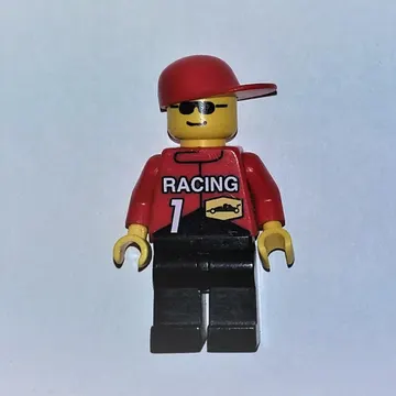 Racer, Red Jacket with 'RACING' and '1', Red Cap, Sunglasses
