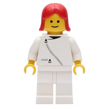 Woman, White Jacket with Zipper, White Legs, Red Hair