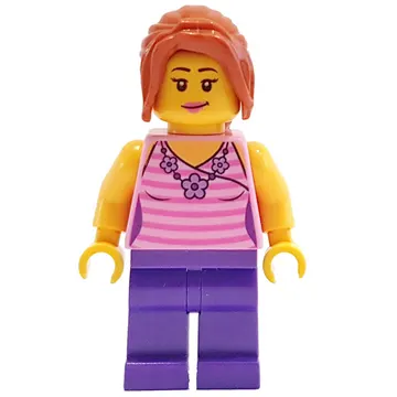 Bright Pink Torso, Dark Purple Legs, Dark Orange Hair