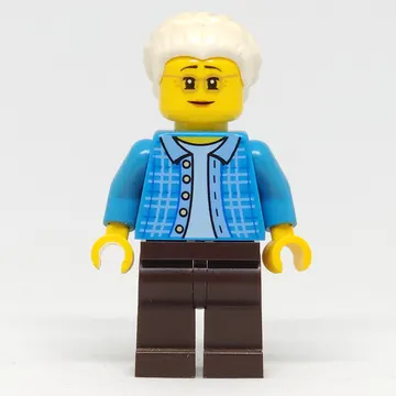 Dark Azure Torso, Dark Brown Legs, White Hair