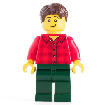 Red Torso, Dark Green Legs Dark Brown Hair