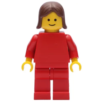Woman, Red Torso, Red Legs, Brown Hair (3626a Head)