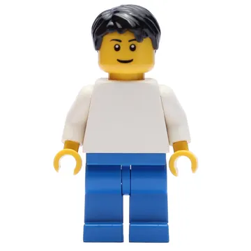 White Torso, Blue Legs, Black Hair