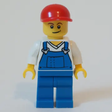 White Torso, Blue Overall, Red Cap, Male (3626b Head)
