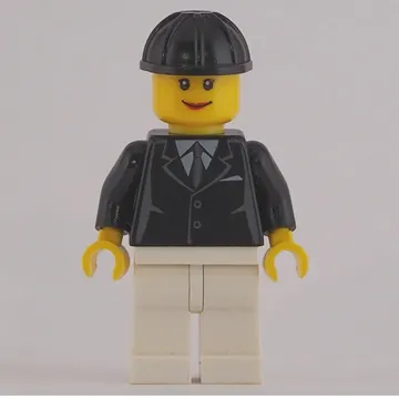 Woman, Black Jacket with Tie, White Legs, Black Hard Hat