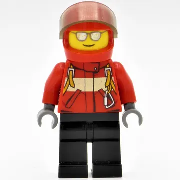 Pilot, Red Jacket with Straps, Red Helmet with Visor, Silver Sunglasses