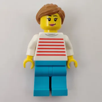 Woman, Red and White Striped Sweater, Medium Azure Legs, Medium Nougat Hair