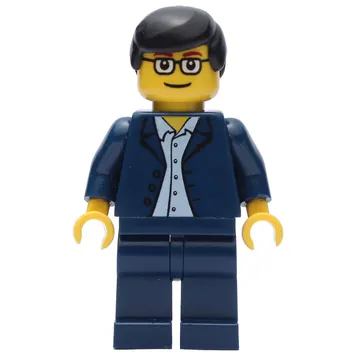 Man, Dark Blue Suit, Black Hair, Glasses