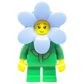 Flower - Green Torso and Legs, Bright Light Blue Flower