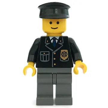 Police - Black Torso, Dark Bluish Grey Legs, Black Hat