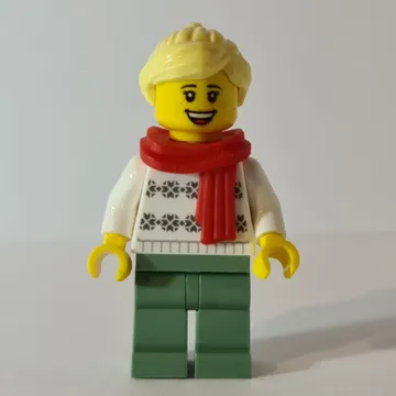White Torso, Sand Green Legs, Bright Light Yellow Hair, Red Scarf