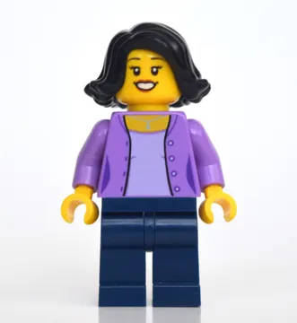 Woman, Medium Lavender Sweater, Dark Blue Legs, Black Hair