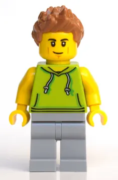 Man, Lime Hoodie, Light Bluish Gray Legs, Medium Nougat Hair