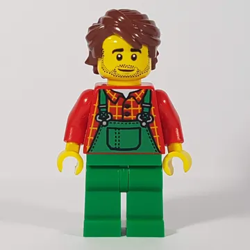 Man, Green Overalls, Reddish Brown Hair, Stubble Beard