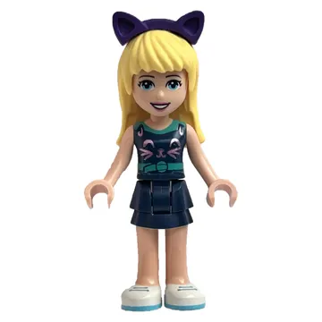 Stephanie - Dark Turquoise Top, Dark Blue Skirt, Dark Purple Cat Ears