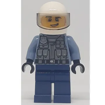 Police - Sand Blue Torso, Dark Blue Legs, White Helmet