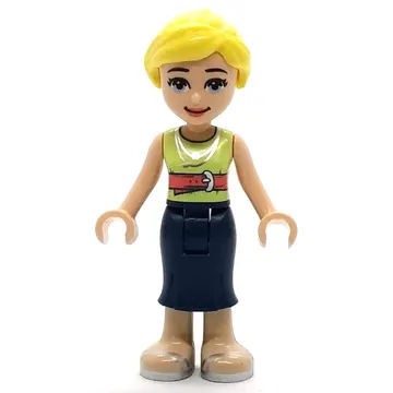 Marisa - Yellowish Green Top, Dark Blue Skirt, Bright Light Yellow Hair