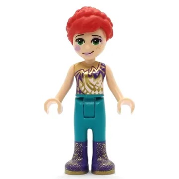 Mia - Gold/Dark Purple Top, Dark Turquoise Pants, Face Paint